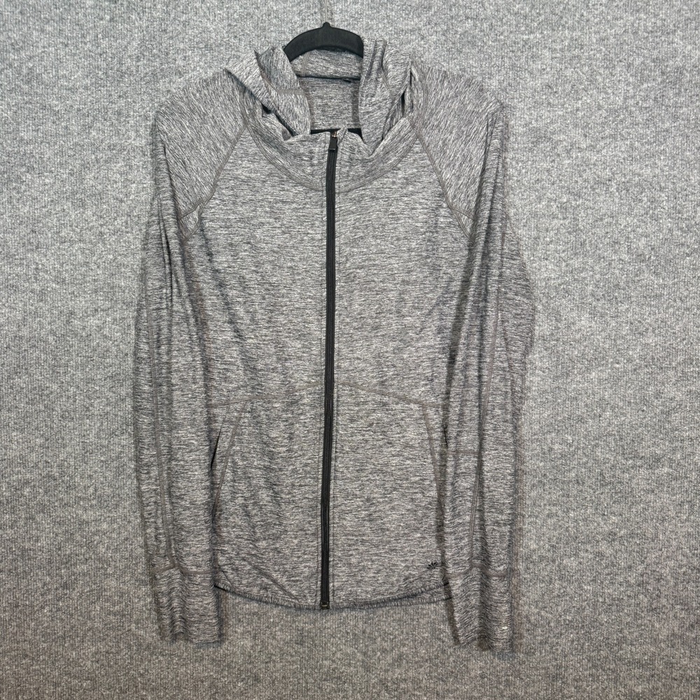 Athleta Sweater Womens Medium Gray Full Zip Up Hoodie Performance Stretch Gym